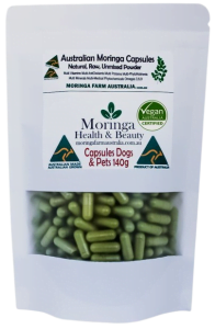 AUSTRALIAN Moringa - DOG CAPSULES (animals) 140G - Anti-Inflammatory, Nutrients. (apprx 270 -300 Caps) ONLY DAYS OLD = MAXIMUM POTENCY